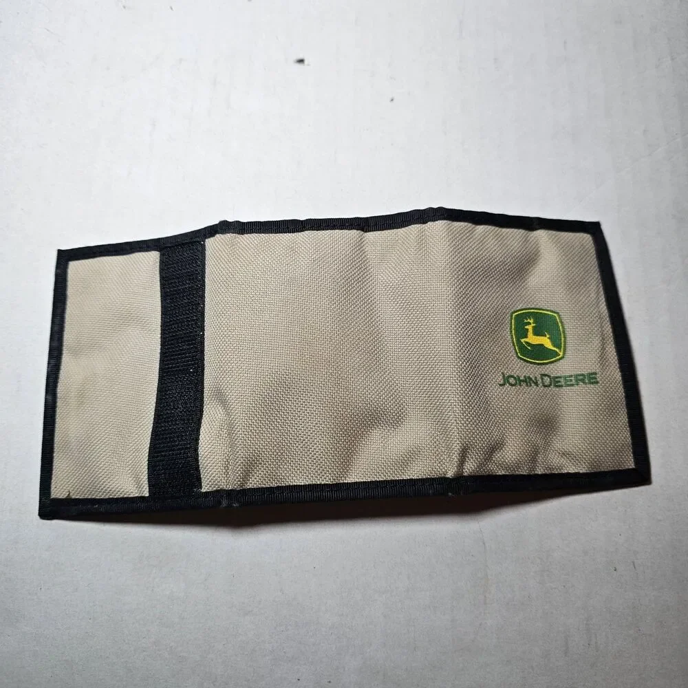 RARE John Deere Fabric Trifold Wallet with a Hook And Loop Closure